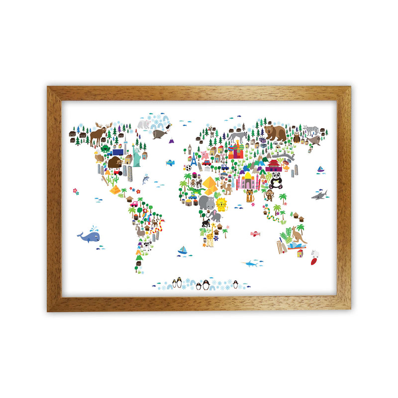 Animal Map of the World Nursery Art Print by Michael Tompsett Oak Grain
