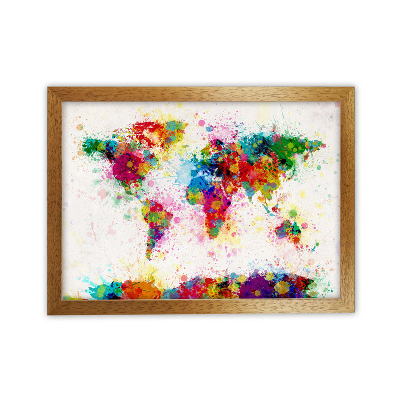 World Map Paint Splashes Art Print by Michael Tompsett Oak Grain