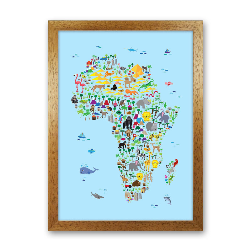 Animal Map of Africa Blue Nursery Print by Michael Tompsett Oak Grain