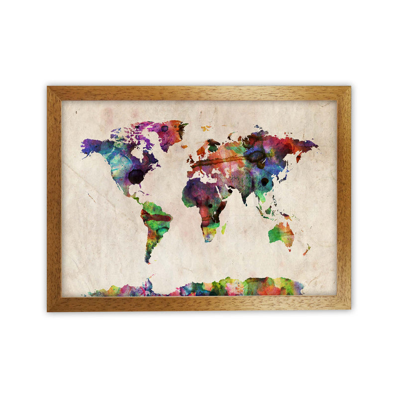 World Map Abstract Watercolour Art Print by Michael Tompsett Oak Grain