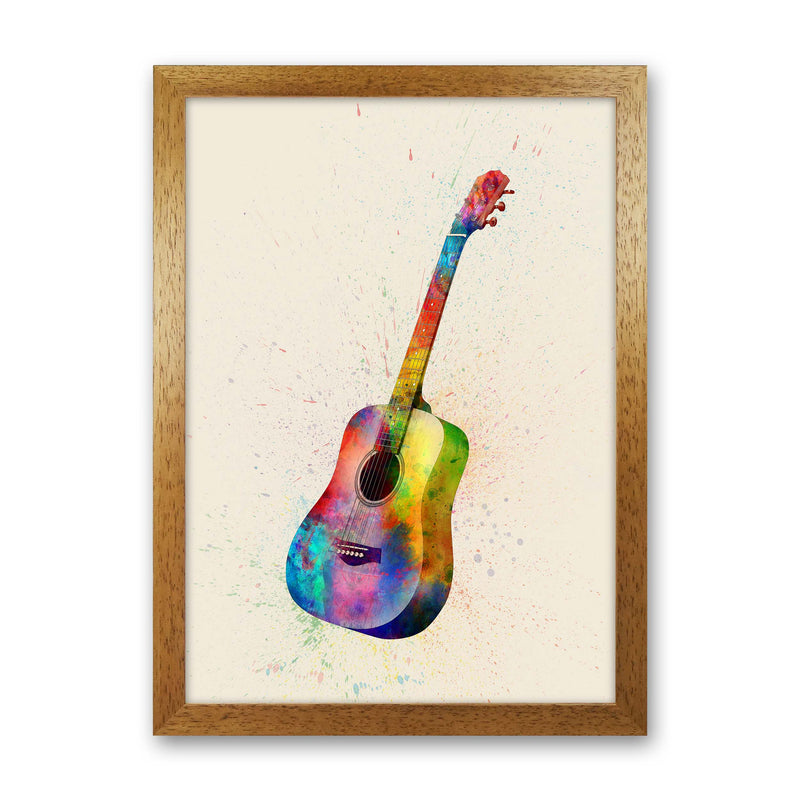Acoustic Guitar Watercolour Multi-Colour  by Michael Tompsett Oak Grain