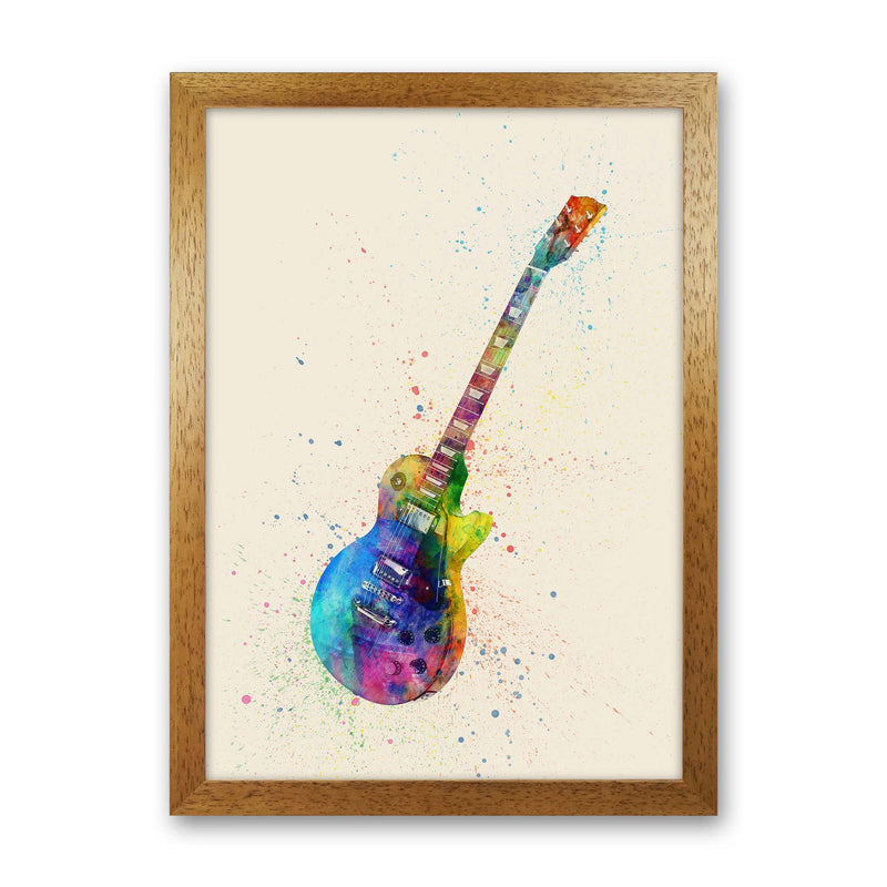 Electric Guitar Watercolour Ii Multi-Colour Print by Michael Tompsett Oak Grain