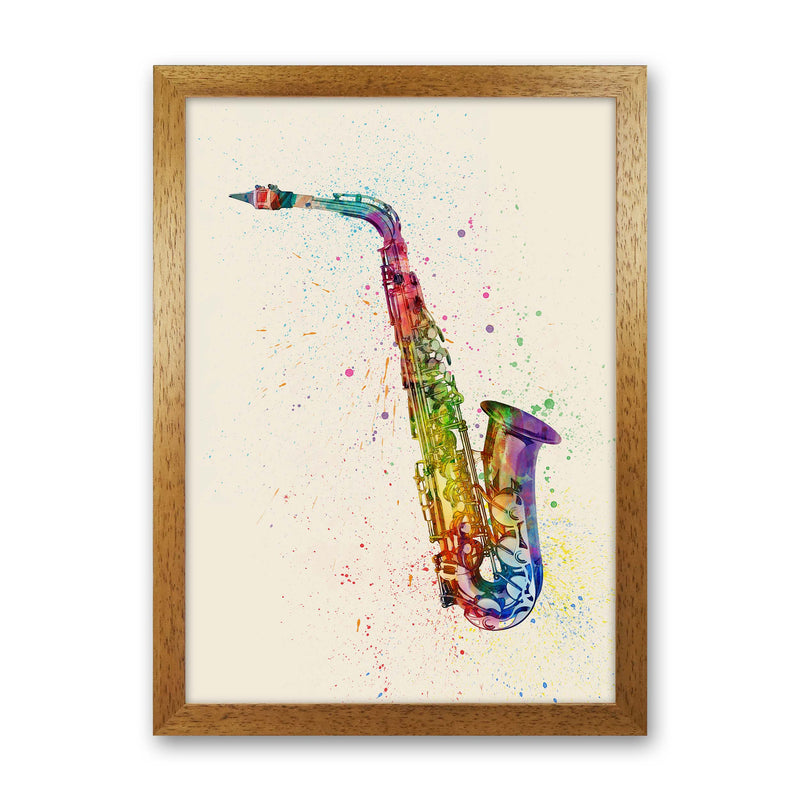 Saxophone Watercolour Multi-Colour Print by Michael Tompsett Oak Grain