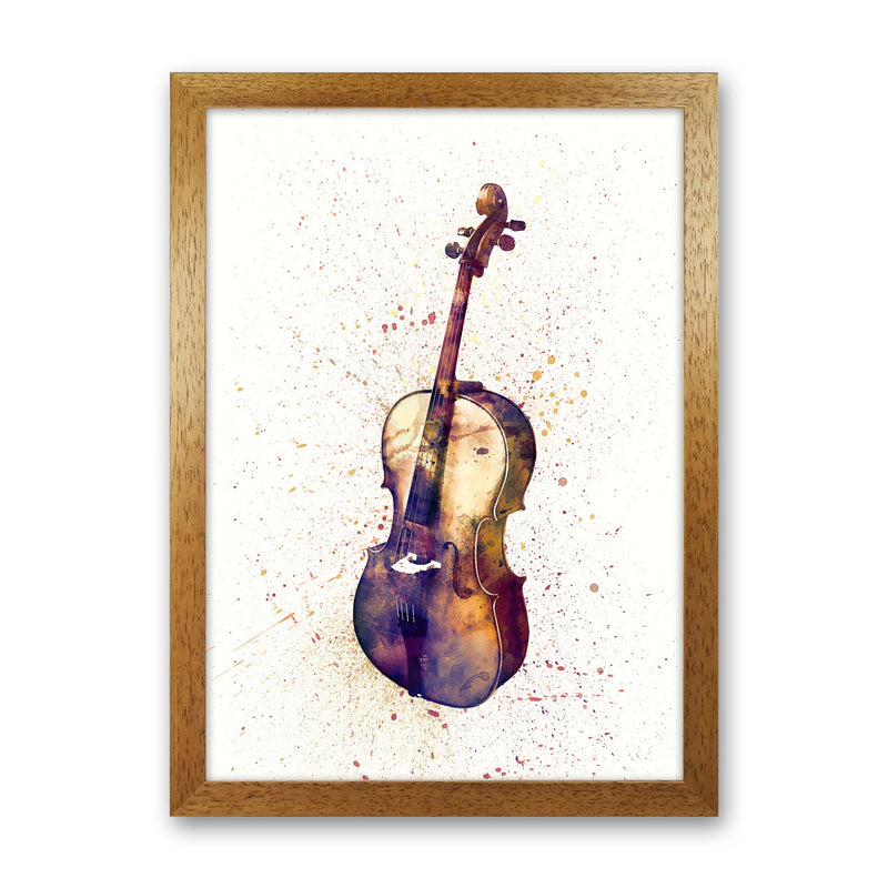 Cello Watercolour Music Art Print by Michael Tompsett Oak Grain