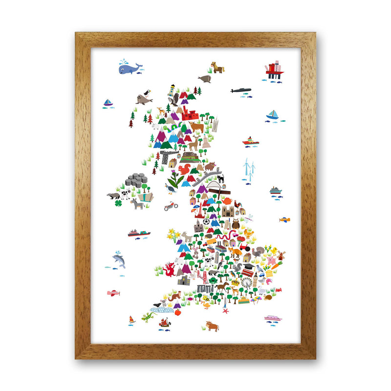 Animal Map of Great Britain Art Print by Michael Tompsett Oak Grain