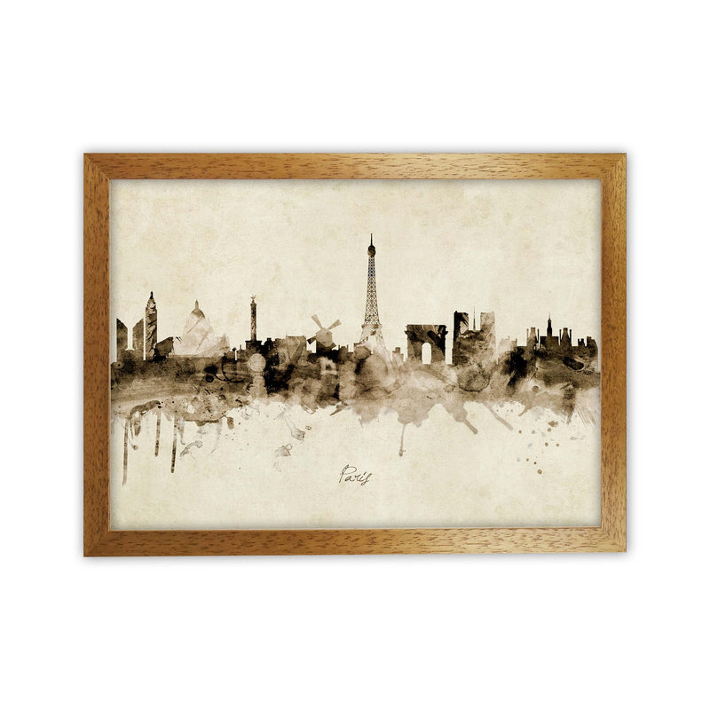 Paris France Skyline Vintage  Art Print by Michael Tompsett Oak Grain