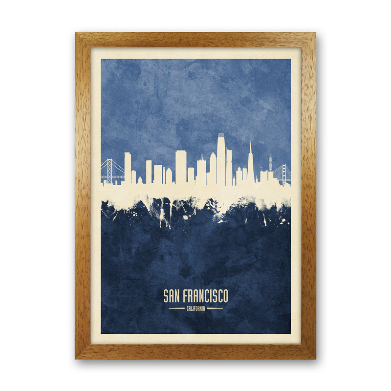 San Francisco California Skyline Portrait Navy Art Print by Michael Tompsett Oak Grain