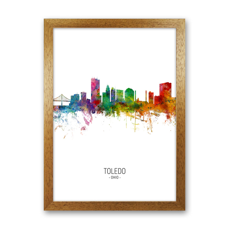 Toledo Ohio Skyline Portrait Art Print by Michael Tompsett Oak Grain