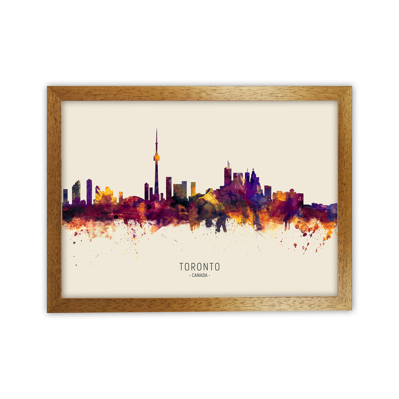 Toronto Canada Skyline Autumn City Name Art Print by Michael Tompsett Oak Grain