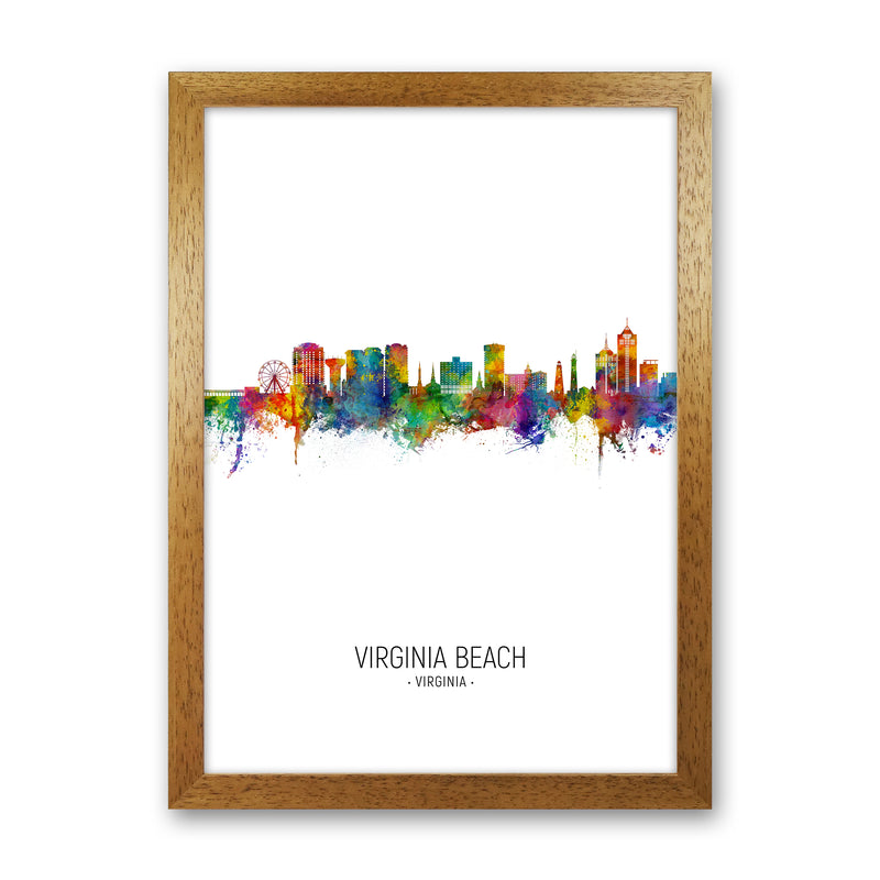 Virginia Beach Virginia Skyline Portrait Art Print by Michael Tompsett Oak Grain