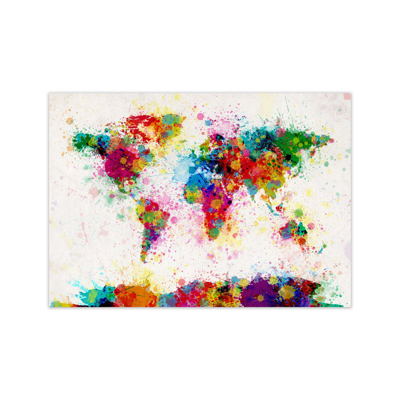 World Map Paint Splashes Art Print by Michael Tompsett Print Only