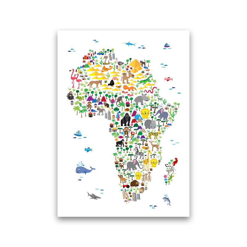 Animal Map of Africa Nursery Art Print by Michael Tompsett Print Only