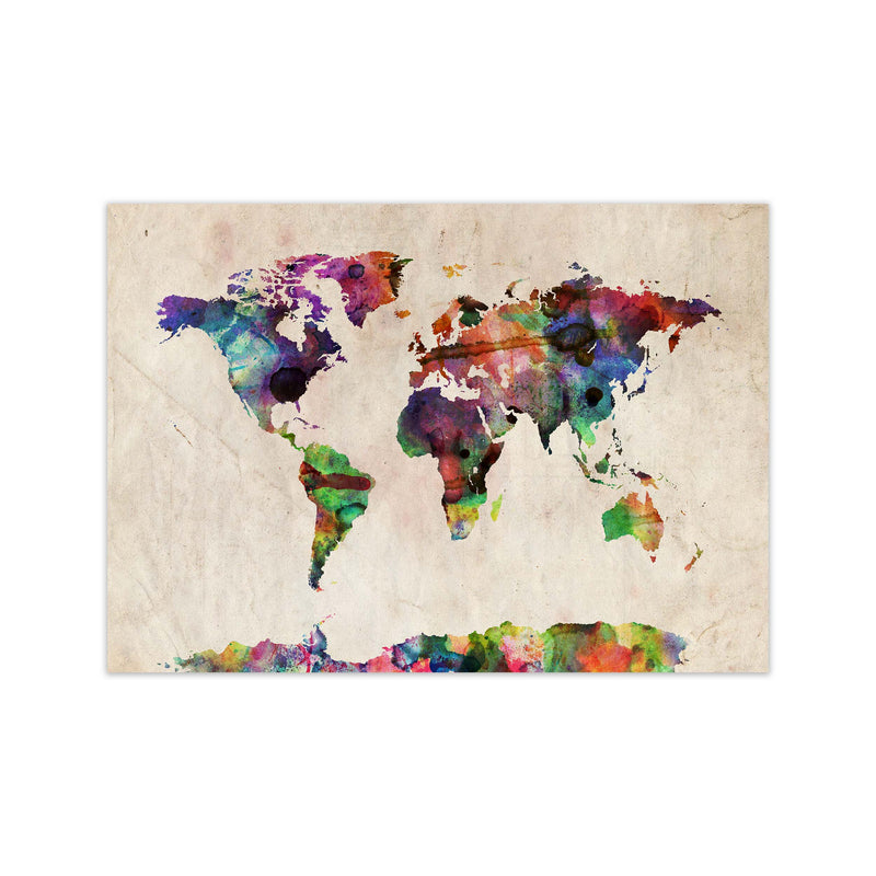 World Map Abstract Watercolour Art Print by Michael Tompsett Print Only