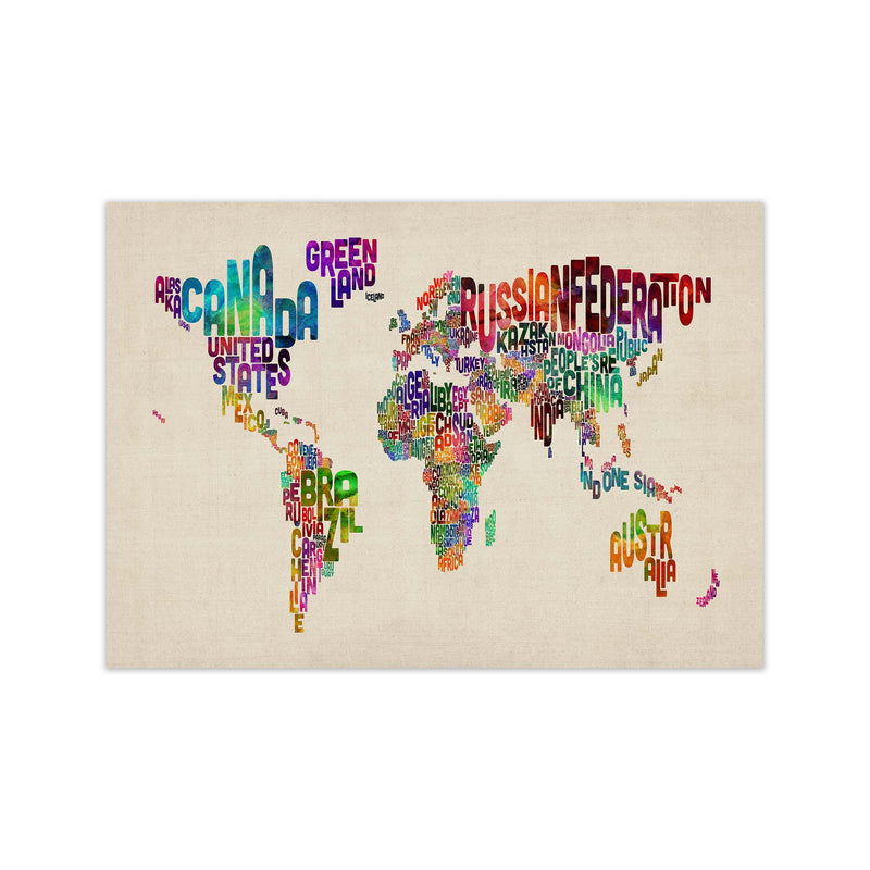 Text Map of the World Art Print by Michael Tompsett Print Only