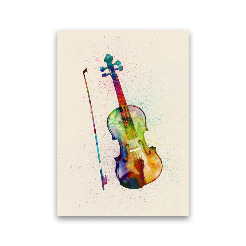 Violin Watercolour Multi-Colour Print by Michael Tompsett Print Only