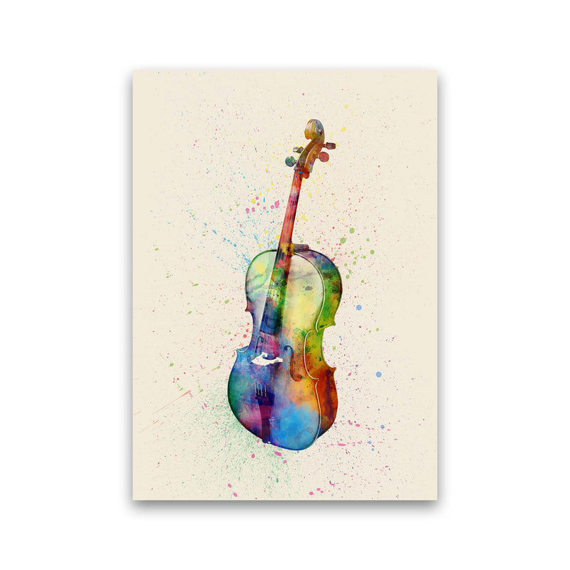 Cello Watercolour Multi-Colour Art Print by Michael Tompsett Print Only