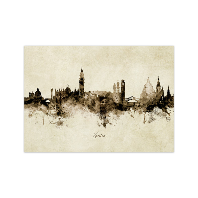 Venice Italy Skyline Vintage Art Print by Michael Tompsett Print Only