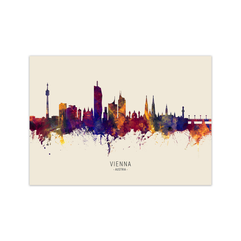 Vienna Austria Skyline Autumn City Name Art Print by Michael Tompsett Print Only