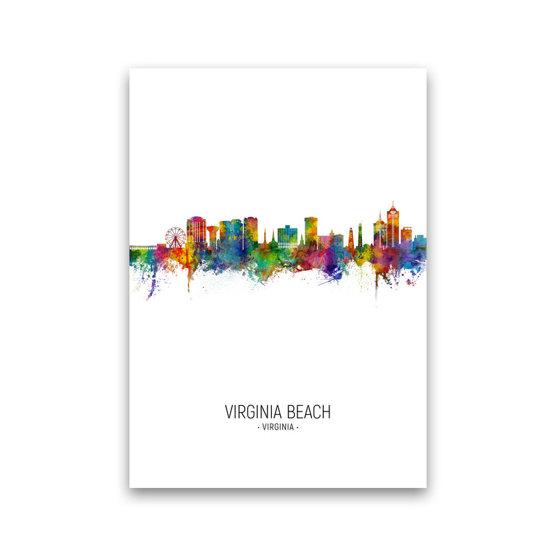 Virginia Beach Virginia Skyline Portrait Art Print by Michael Tompsett Print Only