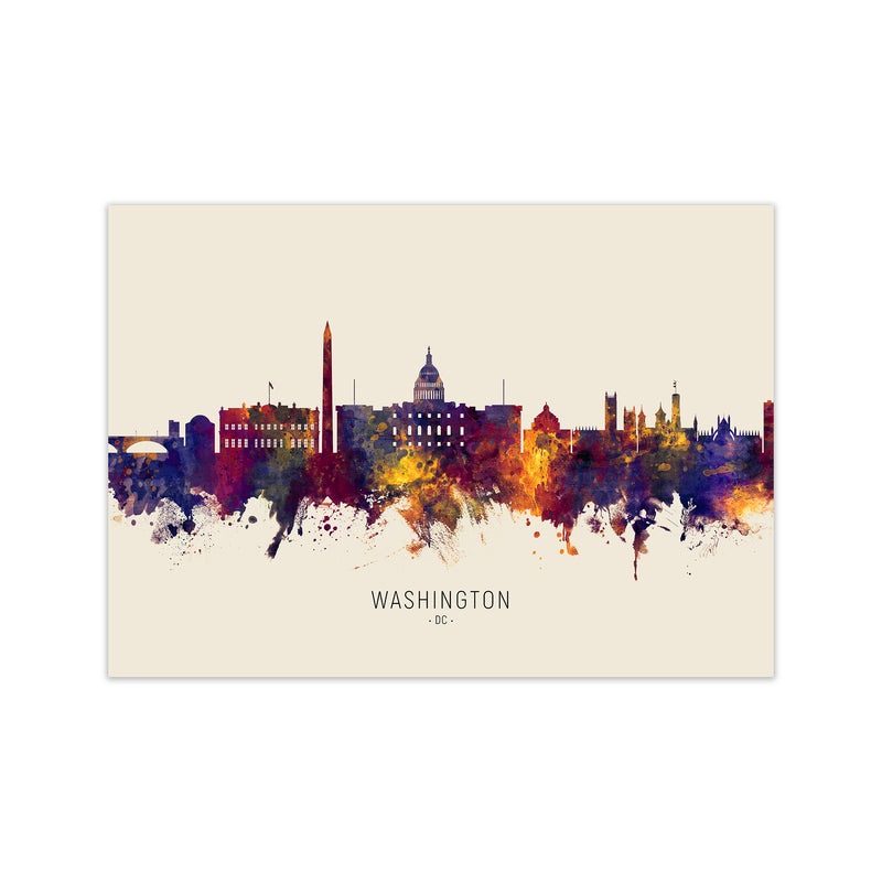 Washington Dc Skyline Autumn City Name Art Print by Michael Tompsett Print Only