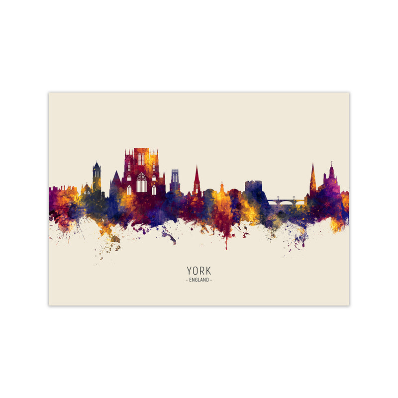York England Skyline Autumn City Name Art Print by Michael Tompsett Print Only