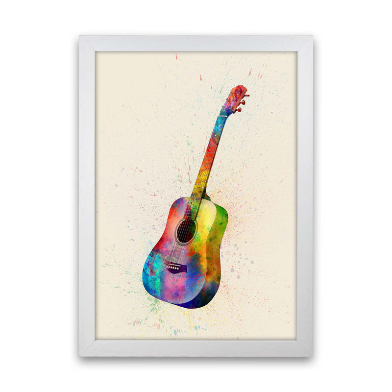 Acoustic Guitar Watercolour Multi-Colour  by Michael Tompsett White Grain