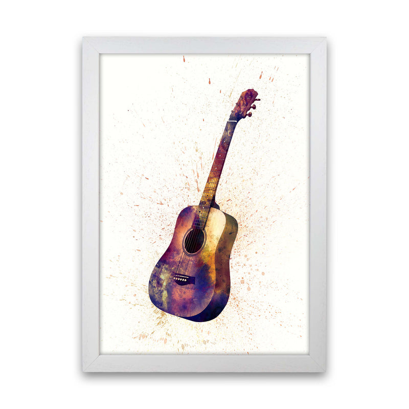 Acoustic Guitar Watercolour  by Michael Tompsett White Grain