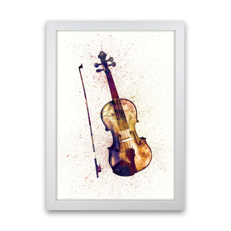 Violin Watercolour Print by Michael Tompsett White Grain