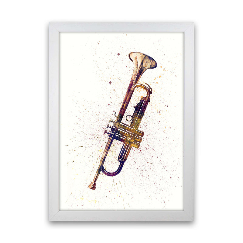 Trumpet Watercolour Music Art Print by Michael Tompsett White Grain