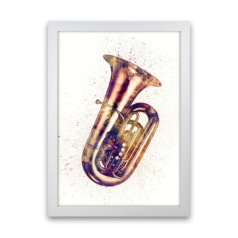 Tuba Watercolour Music Art Print by Michael Tompsett White Grain