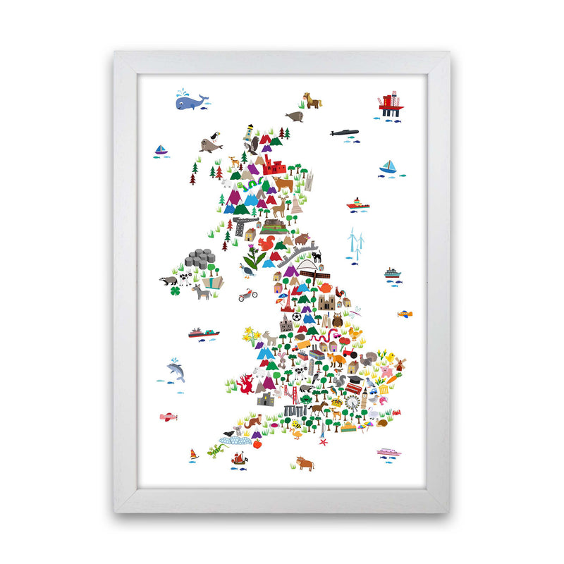 Animal Map of Great Britain Art Print by Michael Tompsett White Grain