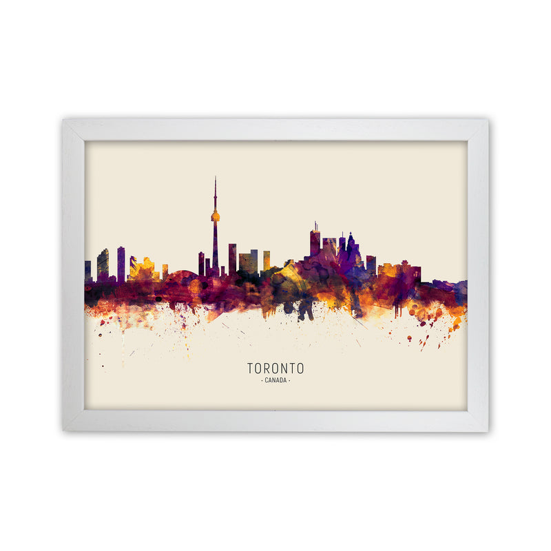 Toronto Canada Skyline Autumn City Name Art Print by Michael Tompsett White Grain