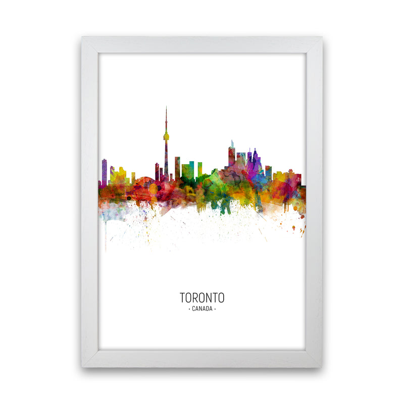Toronto Canada Skyline Portrait Art Print by Michael Tompsett White Grain