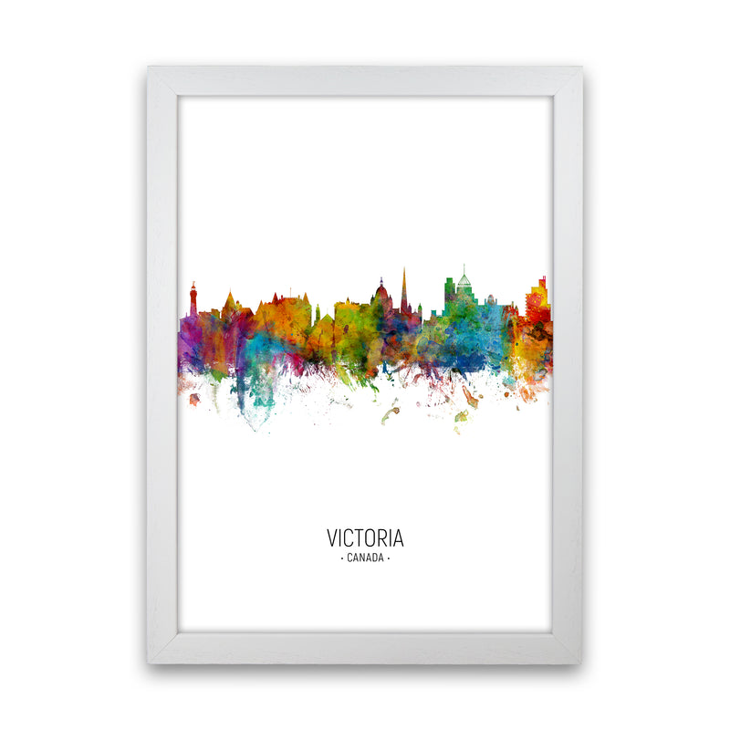 Victoria Canada Skyline Portrait Art Print by Michael Tompsett White Grain