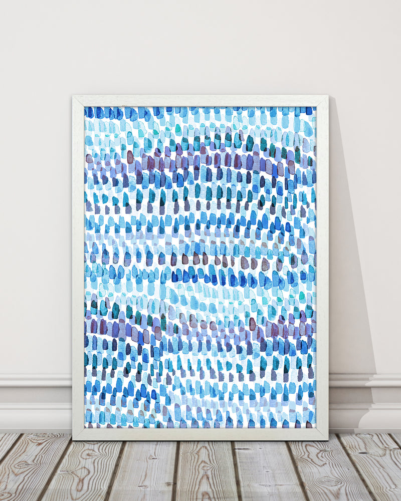 Artsy Strokes Stripes Colorful Blue Abstract Art Print by Ninola Design
