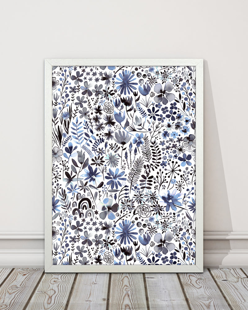 Winter Ink Flowers Abstract Art Print by Ninola Design
