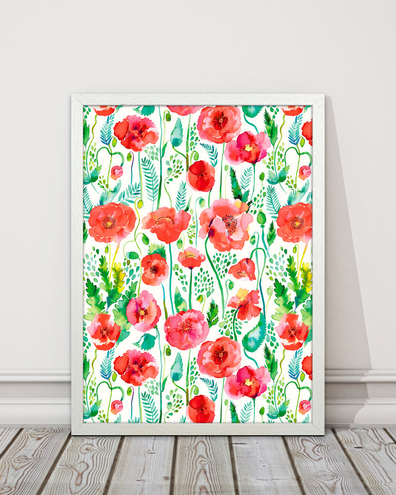 Poppies Red Abstract Art Print by Ninola Design
