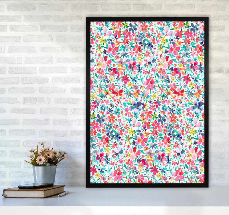 Colorful Petals Abstract Art Print by Ninola Design A1 White Frame