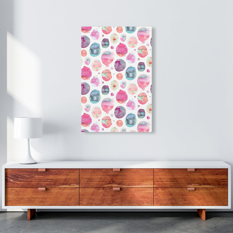 Big Watery Dots Pink Abstract Art Print by Ninola Design A1 Canvas