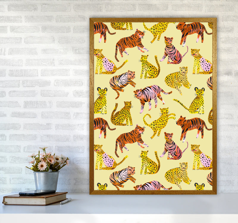 Tigers and Leopards Savannah Abstract Art Print by Ninola Design A1 Print Only
