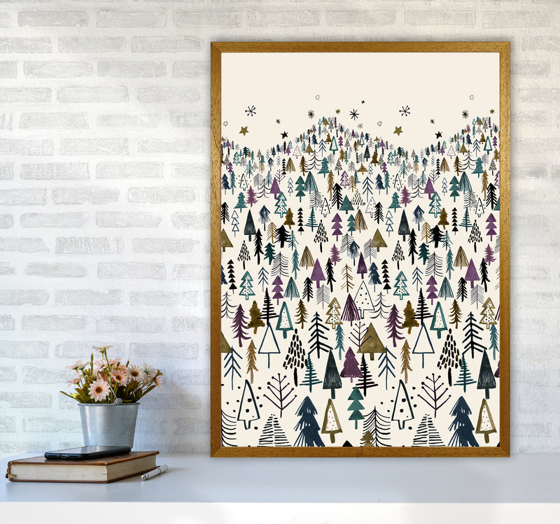 Trees Forest Night Purple Abstract Art Print by Ninola Design A1 Print Only