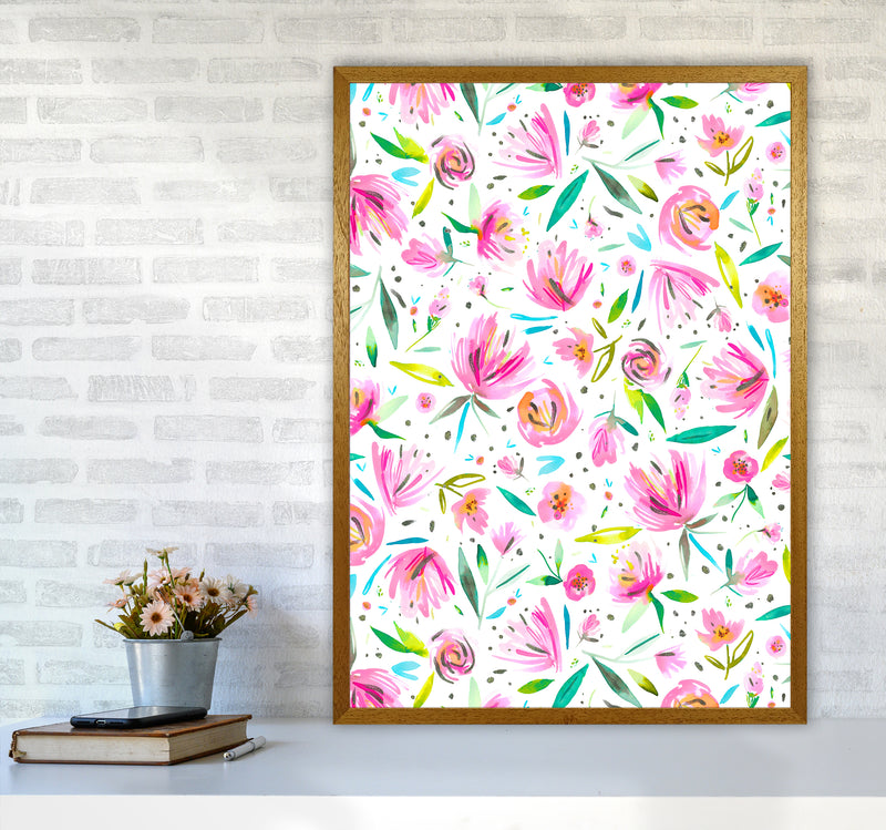 Peonies Pink Abstract Art Print by Ninola Design A1 Print Only