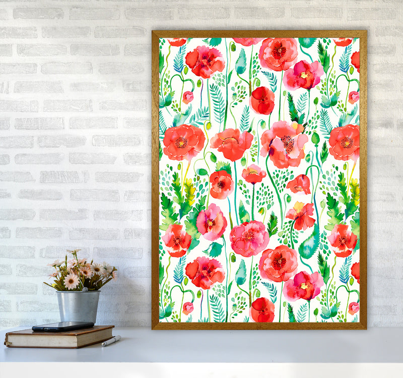 Poppies Red Abstract Art Print by Ninola Design A1 Print Only