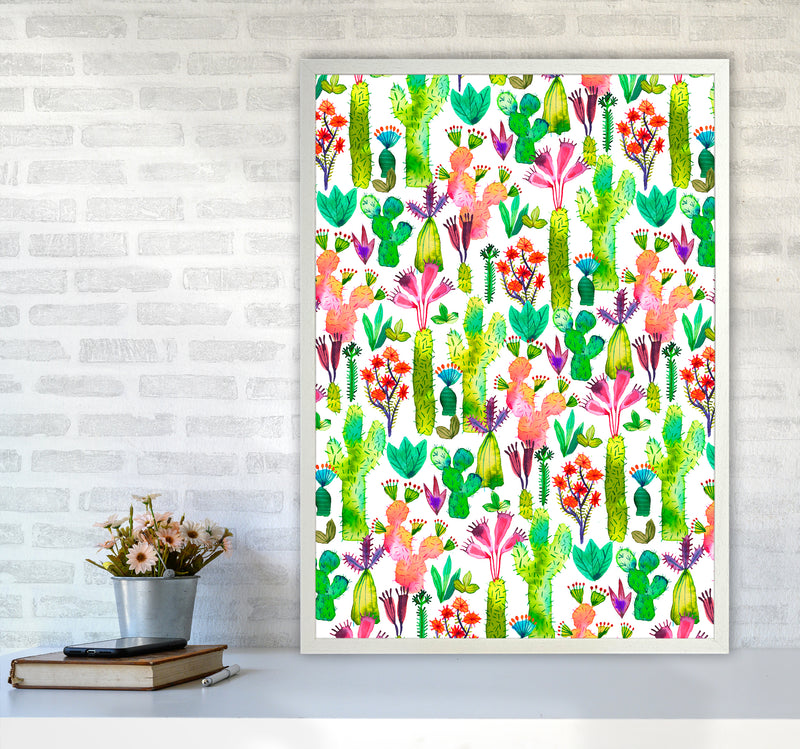 Cacti Garden Abstract Art Print by Ninola Design A1 Oak Frame