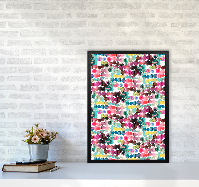 Ink Bleeding Dots Pink Abstract Art Print by Ninola Design A2 White Frame