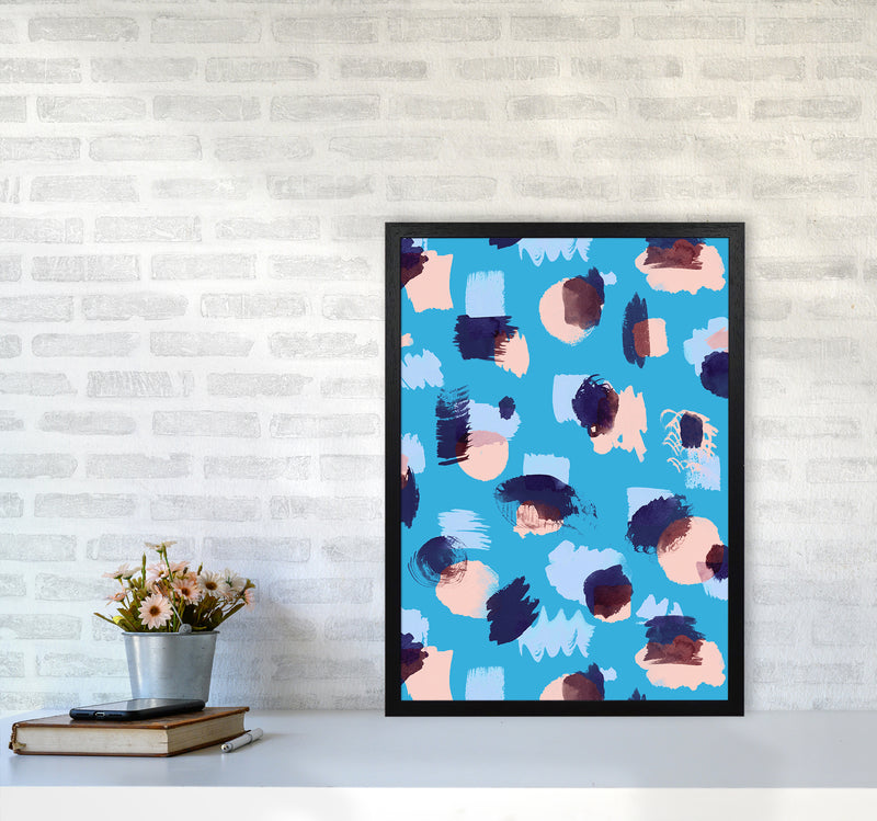 Abstract Stains Blue Abstract Art Print by Ninola Design A2 White Frame