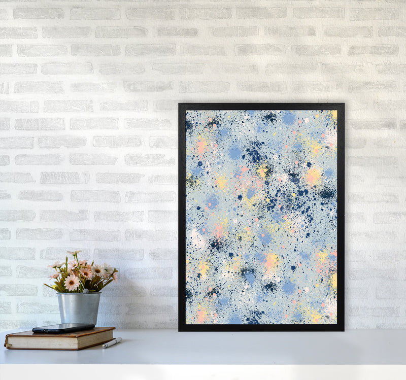 Ink Dust Blue Abstract Art Print by Ninola Design A2 White Frame