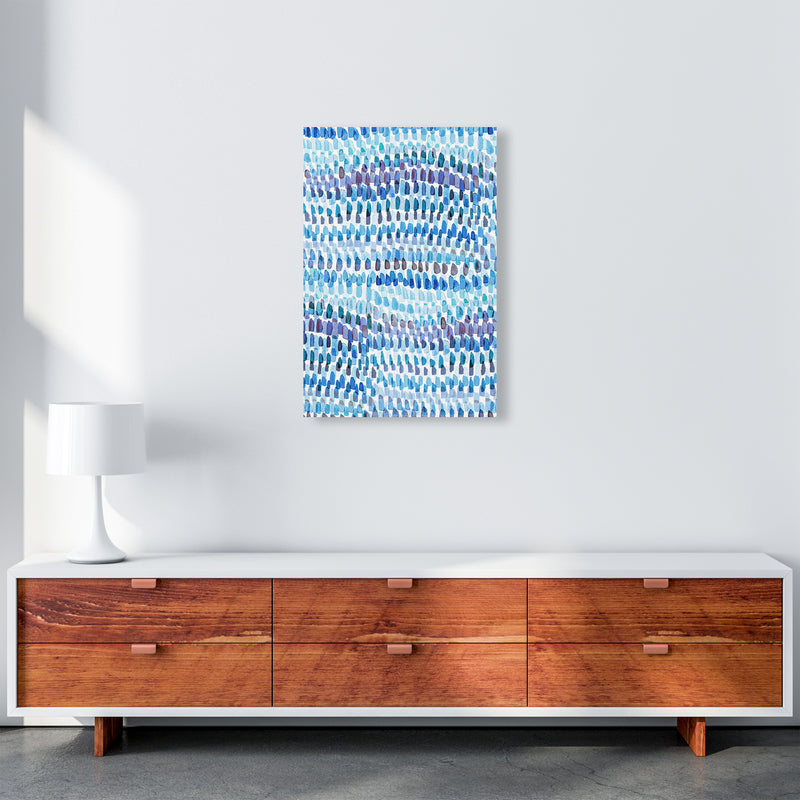 Artsy Strokes Stripes Colorful Blue Abstract Art Print by Ninola Design A2 Canvas