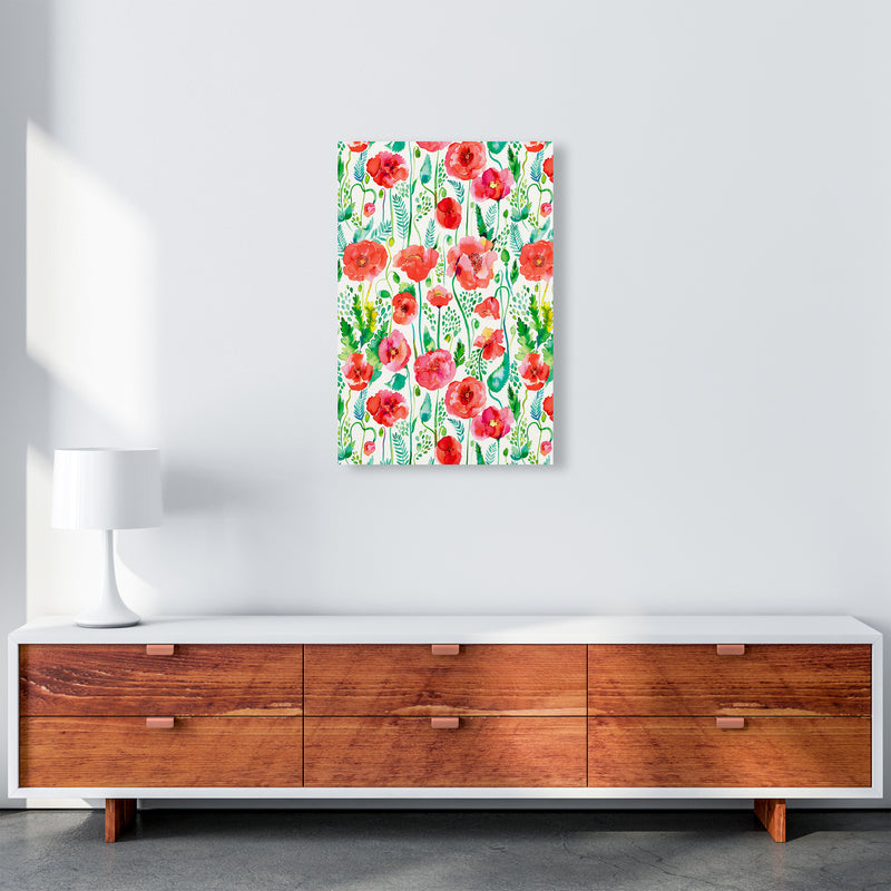 Poppies Red Abstract Art Print by Ninola Design A2 Canvas