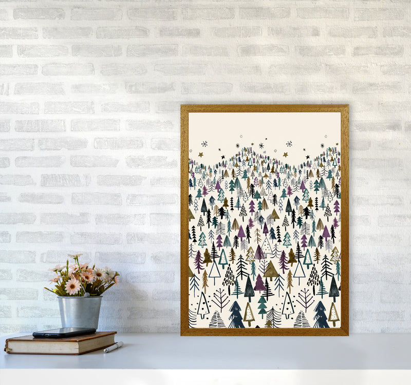 Trees Forest Night Purple Abstract Art Print by Ninola Design A2 Print Only